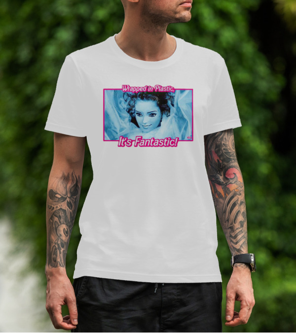 Wrapped In Plastic It's Fantastic Blue Doll Face T-Shirt