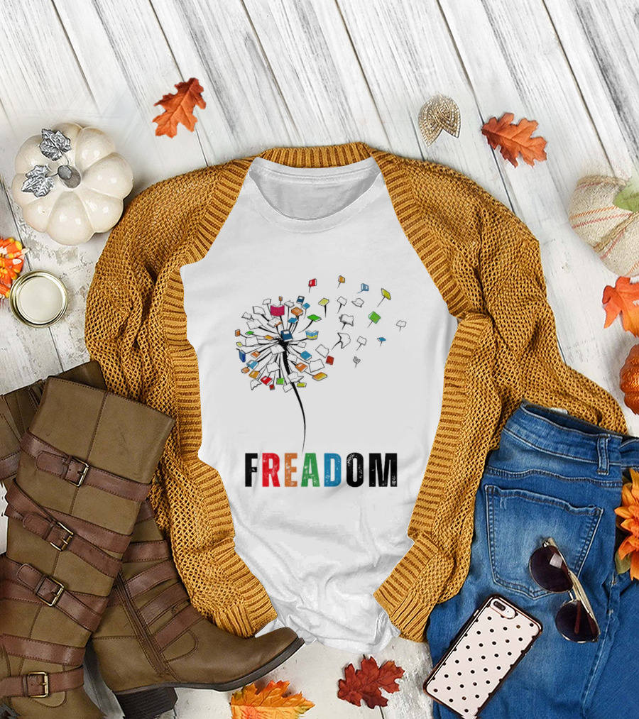 Dandelion Freadom Book Colorful Bloom T-Shirt