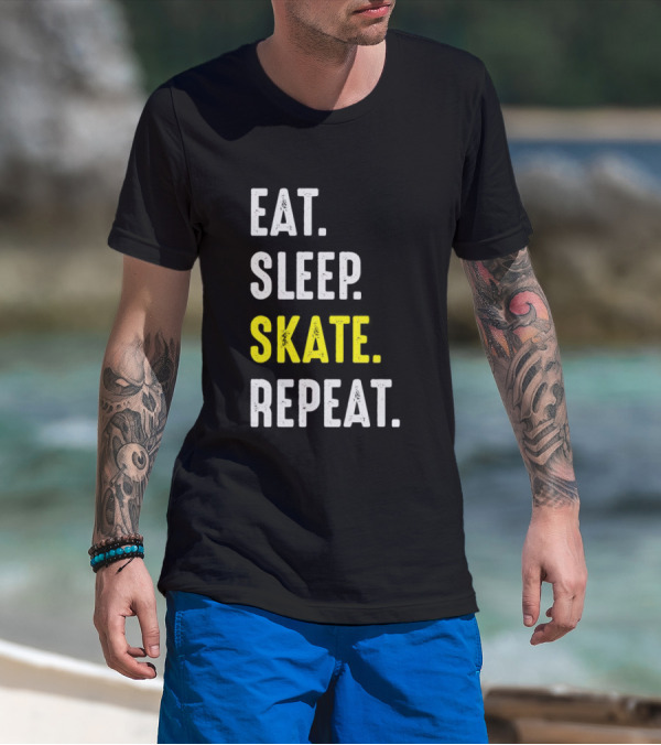 Eat Sleep Skate Repeat Classic Lifestyle Phrase T-Shirt