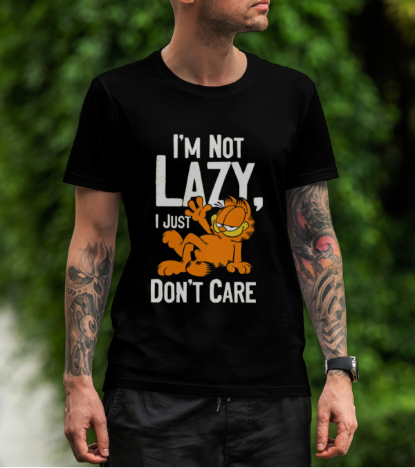 Garfield I'm Not Lazy I Just Don't Care Funny Cat Iconic Cartoon Character T-Shirt
