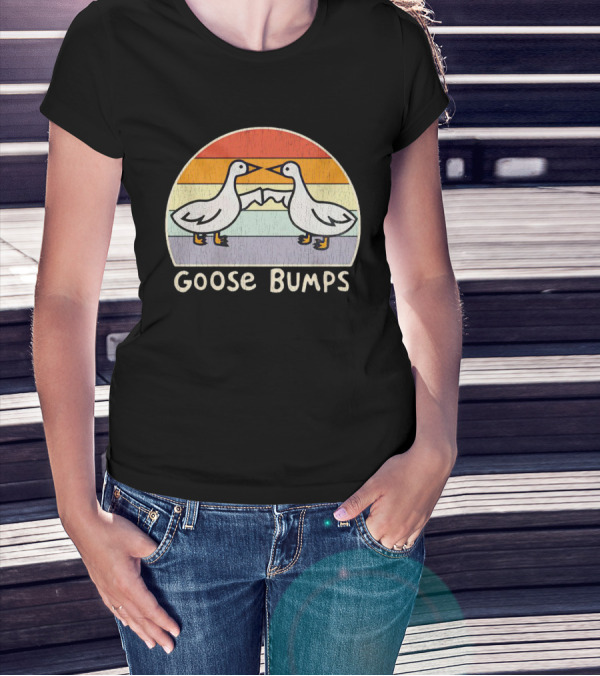Goose Bumps Retro High Five Geese Pastel Sunset Vintage T-Shirt