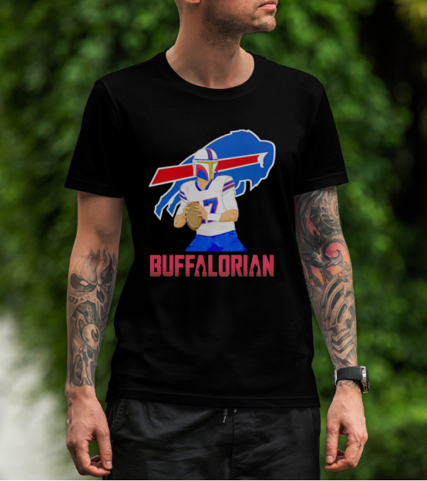 Buffalorian Josh Allen Buffalo Bills Mandalorian Helmet T-Shirt