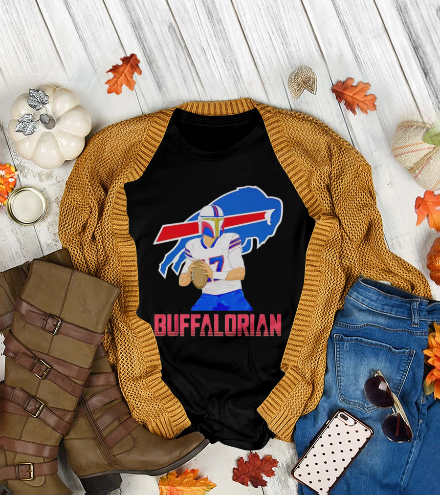 Buffalorian Josh Allen Buffalo Bills Mandalorian Helmet T-Shirt