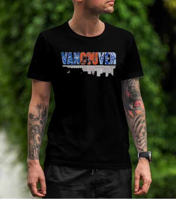 Vancouver Canucks BC Lions Vancouver Whitecaps City Skyline Upside T-Shirt