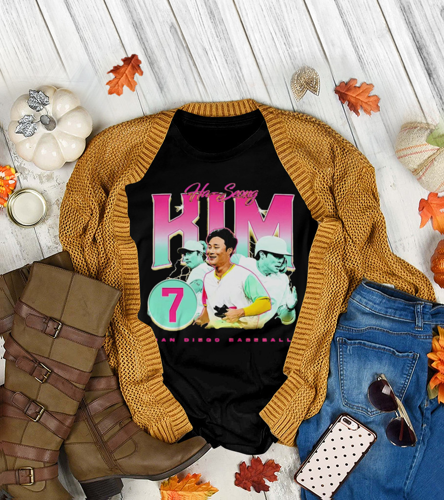 Ha-Seong Kim San Diego Baseball Lightning 90s Style Pink 7 T-Shirt