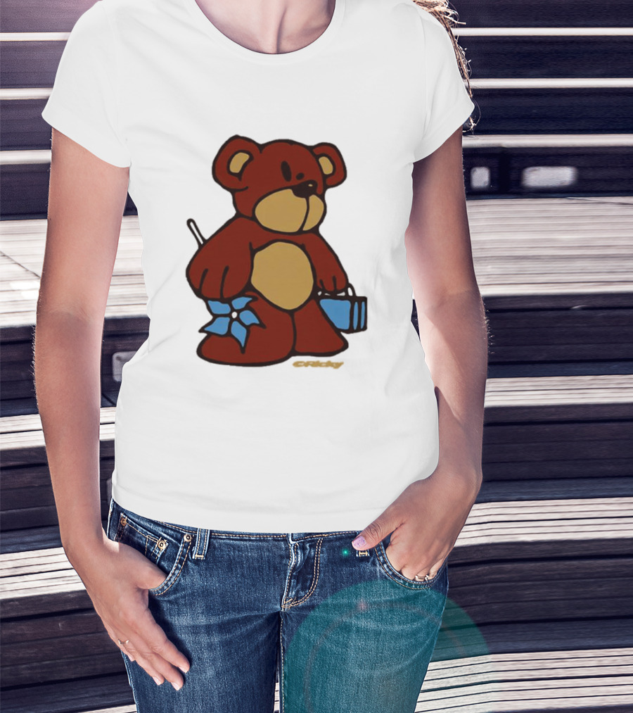 Ricky Montgomery Teddy Bear With Blue Flower And Suitcase T-Shirt