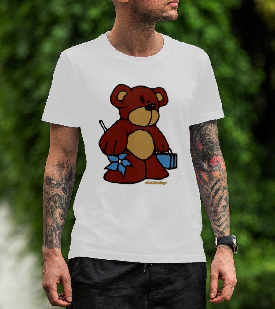 Ricky Montgomery Teddy Bear With Blue Flower And Suitcase T-Shirt