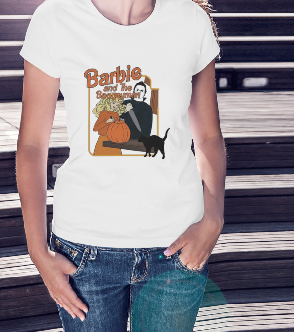 Barbie And The Boogeyman Halloween Pumpkin Cat Scene T-Shirt