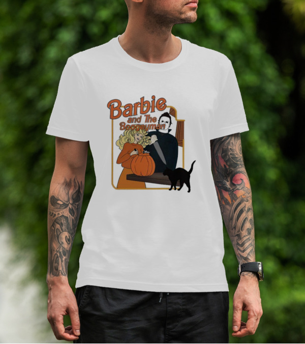 Barbie And The Boogeyman Halloween Pumpkin Cat Scene T-Shirt
