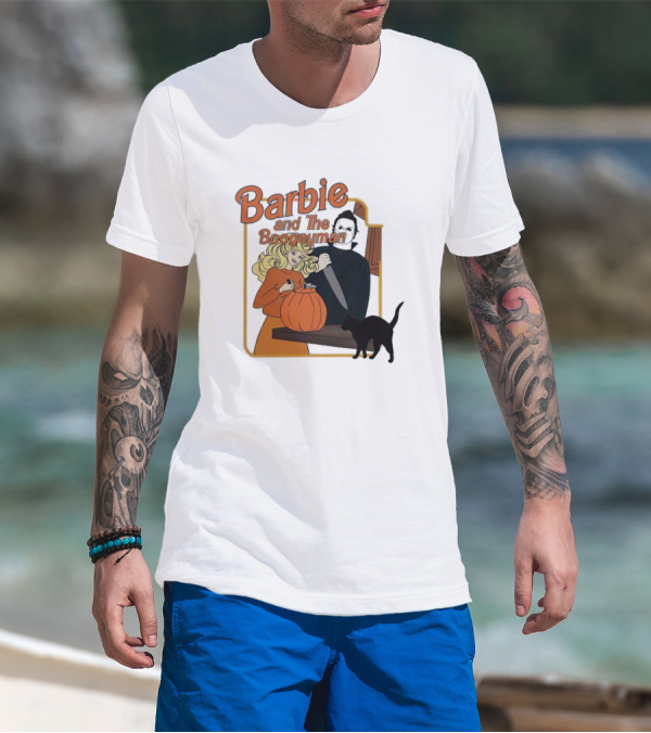 Barbie And The Boogeyman Halloween Pumpkin Cat Scene T-Shirt