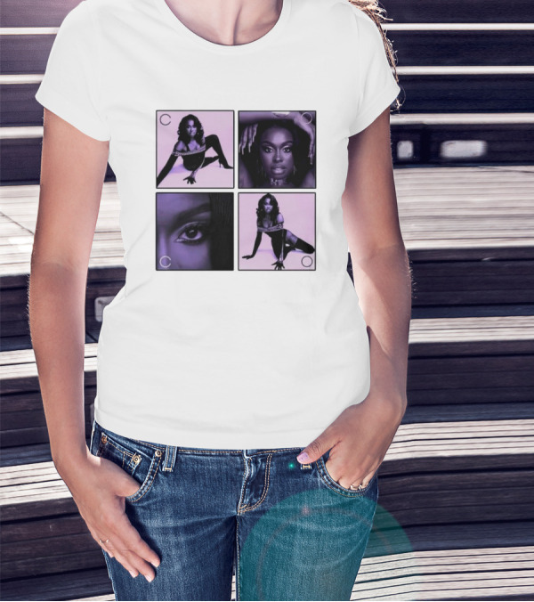 Coco Purple Photo Collage In Ivory T-Shirt