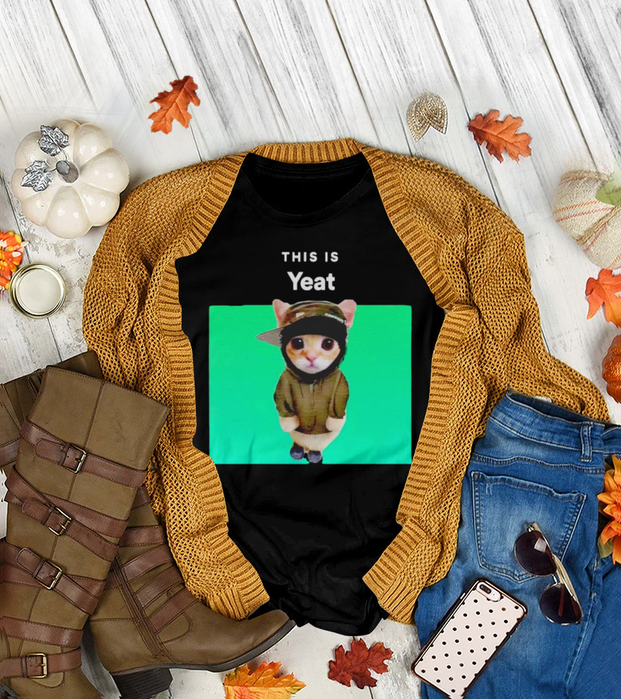 This Is Yeat Cute Cat in Hoodie and Cap T-Shirt