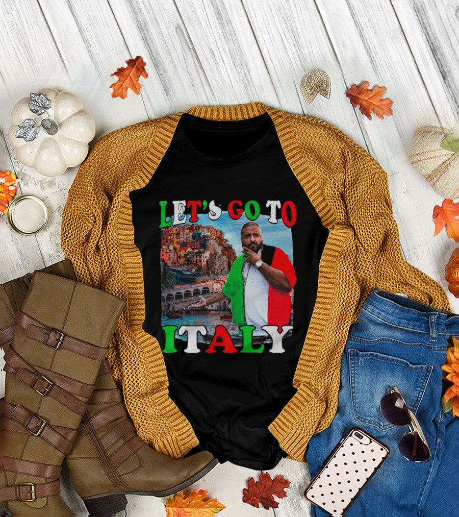 LET'S GO TO ITALY DJ Khaled Italian Flag Coastal Scene T-Shirt