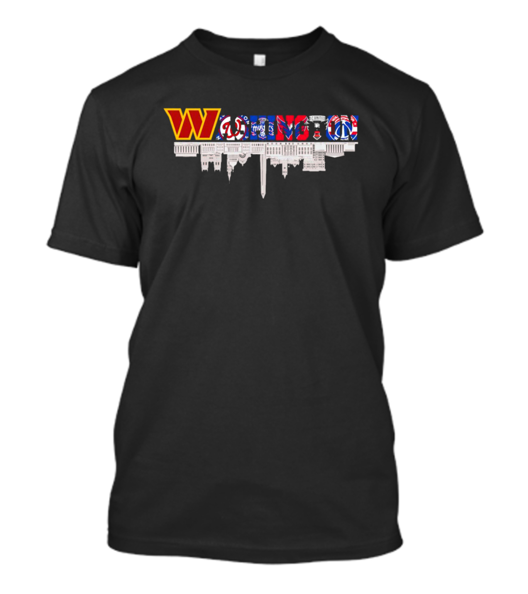 Washington Skyline With Sports Team Logos Cityscape T-Shirt