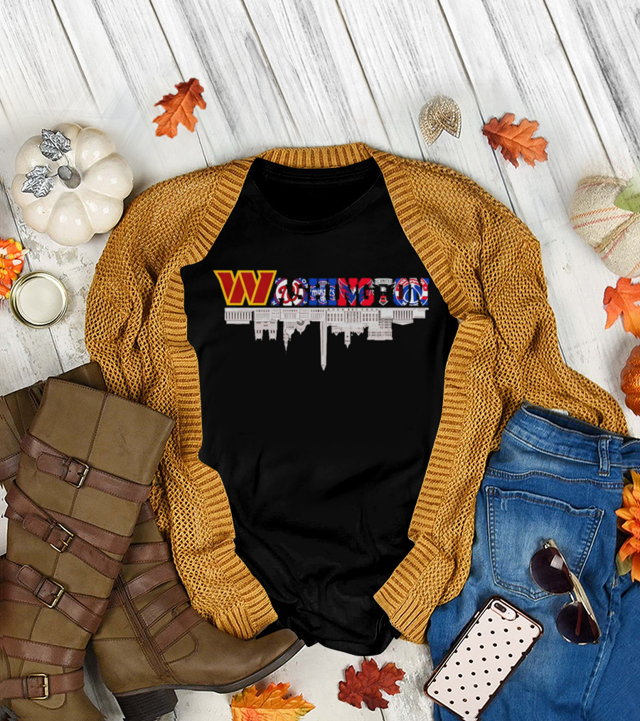 Washington Skyline with Sports Team Logos Cityscape T-Shirt