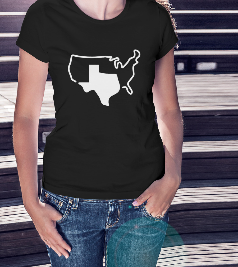 Texas Shape Overlay On United States Outline America Grand Texas T-Shirt