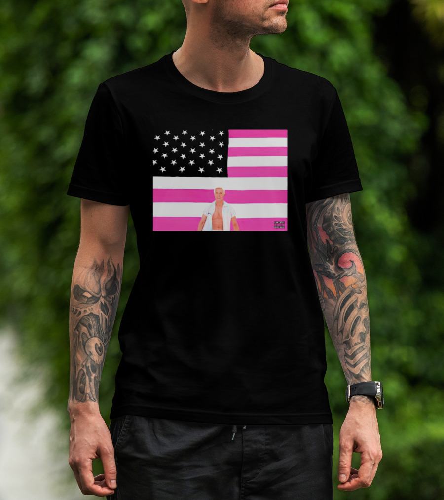 American Flag Barbie Ken Pink T-Shirt