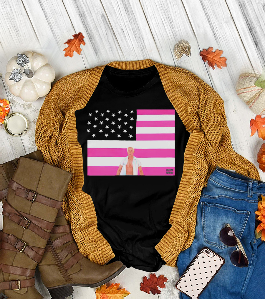 American Flag Barbie Ken Pink T-Shirt