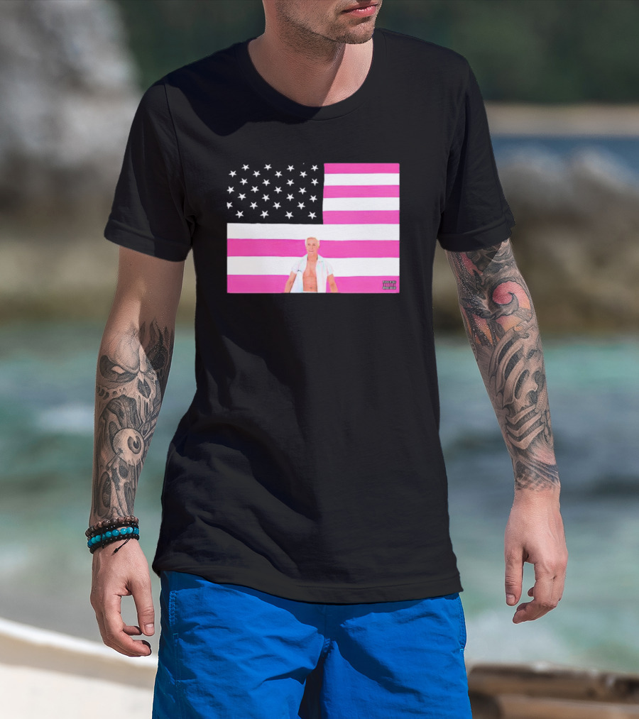 American Flag Barbie Ken Pink T-Shirt