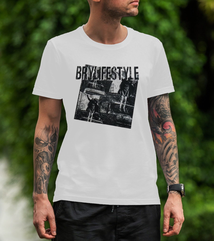 BRYLIFESTYLE Causing A Disturbance With Retro Car And Levitating Figures T-Shirt