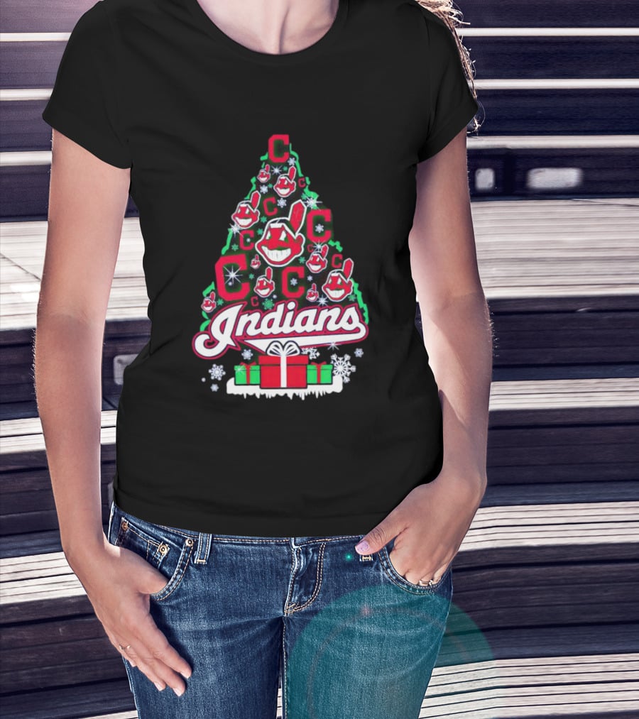 Cleveland Indians Christmas Tree Holiday T-Shirt