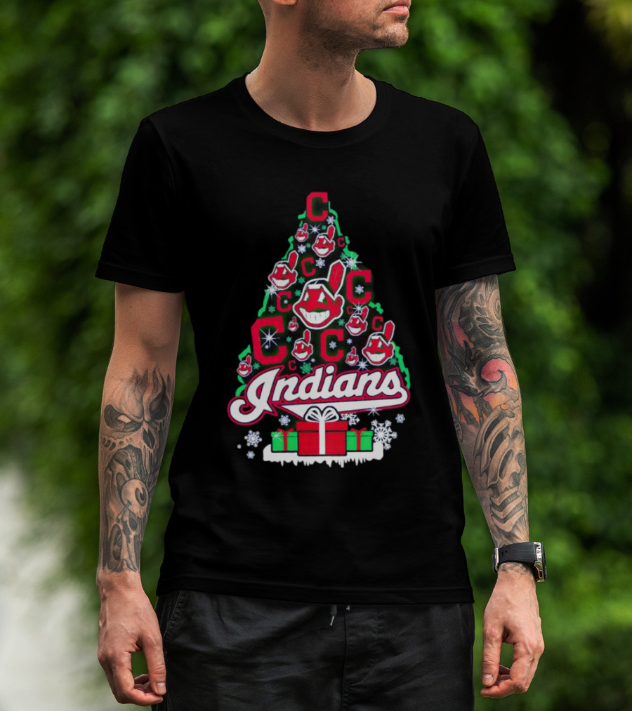 Cleveland Indians Christmas Tree Holiday T-Shirt