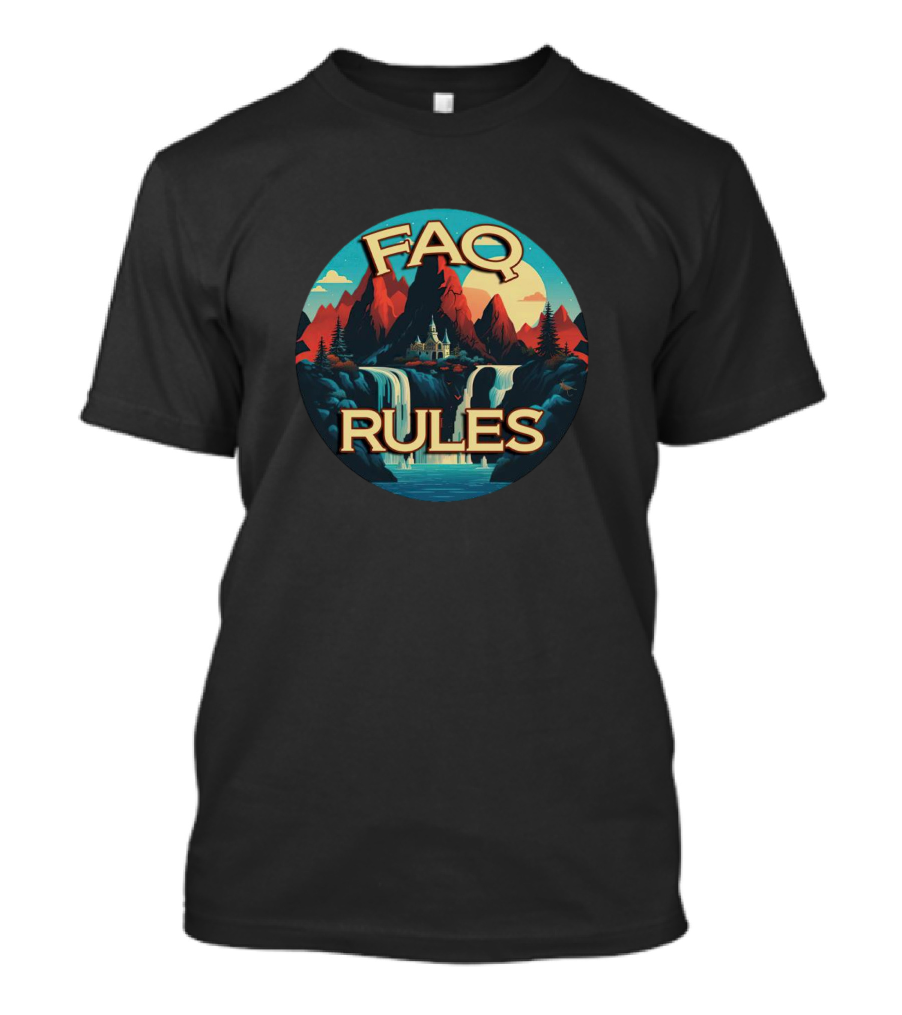 FAQ Rules Mountain Waterfall Landscape T-Shirt