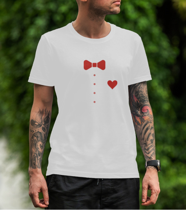 Pee Wee Bow Tie Red Heart Buttons T-Shirt