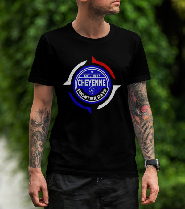 Cheyenne Frontier Days Est 1897 Circular Emblem Red White Blue T-Shirt
