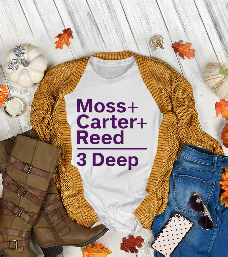 Moss Carter Reed 3 Deep Purple Text T-Shirt