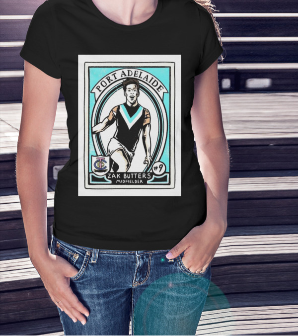 Port Adelaide Zak Butters #9 Midfielder Card T-Shirt