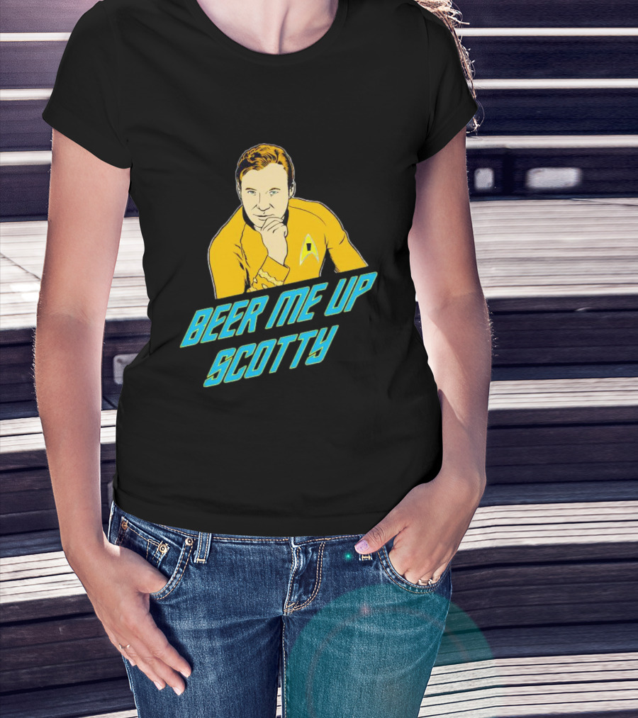 Beer Me Up Scotty Star Trek Captain Yellow Uniform T-Shirt