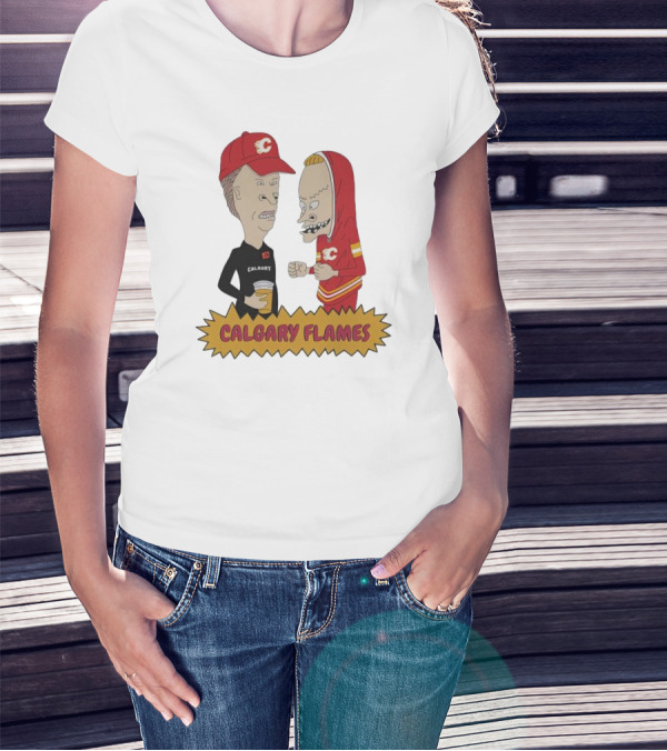 Beavis And Butt-Head Calgary Flames Hockey Fan Characters T-Shirt