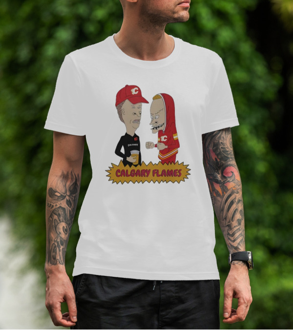 Beavis And Butt-Head Calgary Flames Hockey Fan Characters T-Shirt