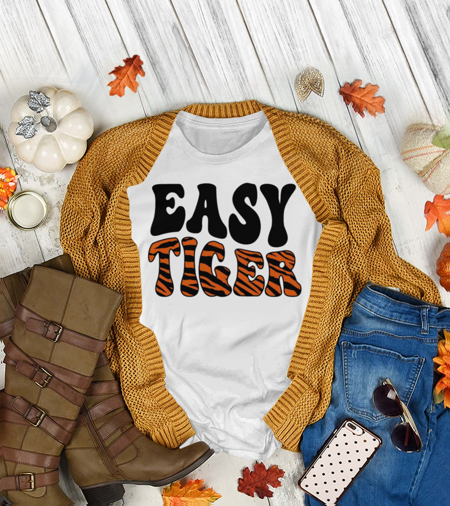 Cincinnati Bengals Easy Tiger Tiger-Striped Text T-Shirt