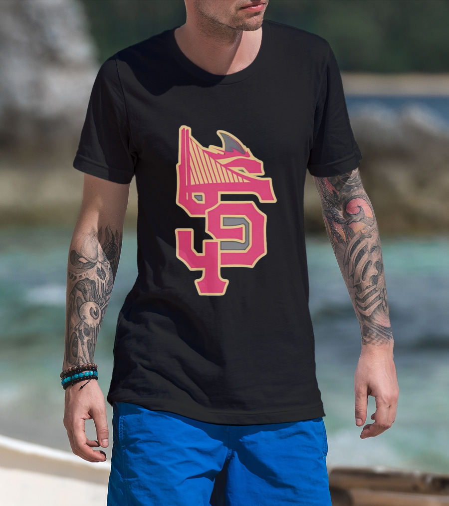 San Francisco 49ers Giants Sharks Warriors Golden Gate Bridge T-Shirt