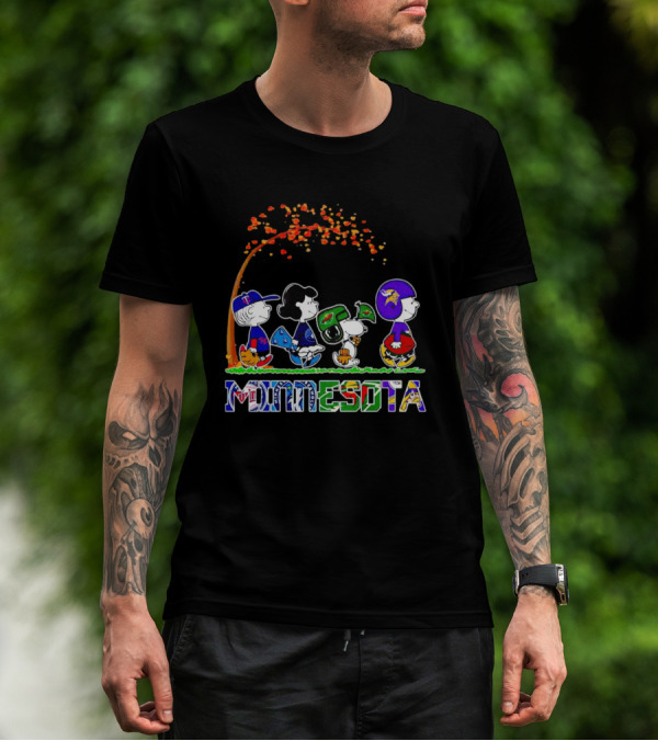 Peanuts Characters Minnesota Twins Vikings Wild Timberwolves Fall T-Shirt
