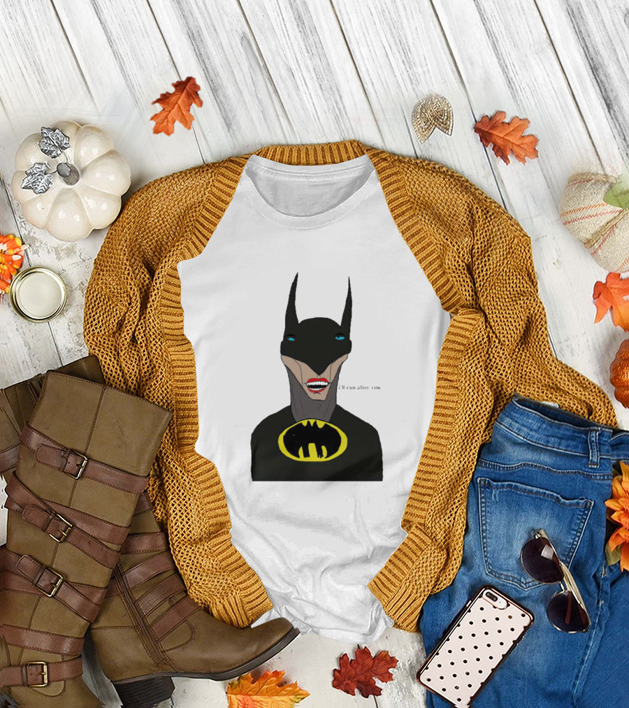 Batman I'll Run After You Joker-Inspired Face with Iconic Bat T-Shirt