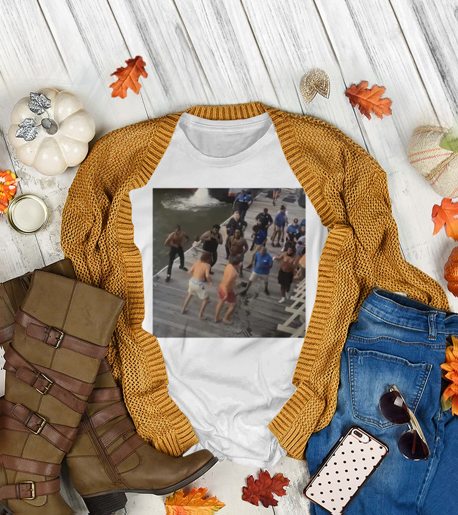 Brawl on Dock Montgomery’s Riverfront Park Altercation Scene T-Shirt