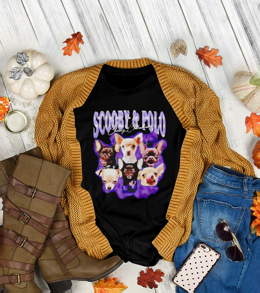 Scooby and Polo Cheeky Chihuahuas Purple Background T-Shirt