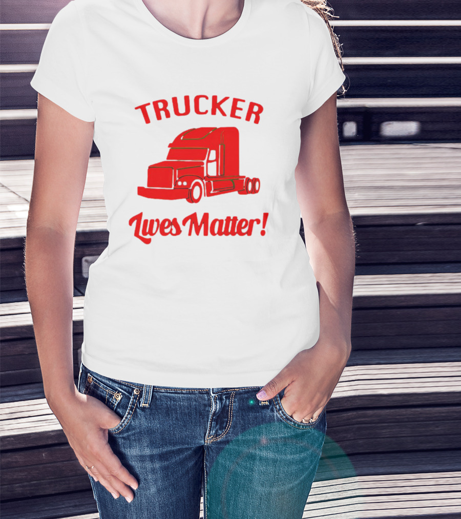 Trucker Lives Matter Bold Red Semi-Truck T-Shirt