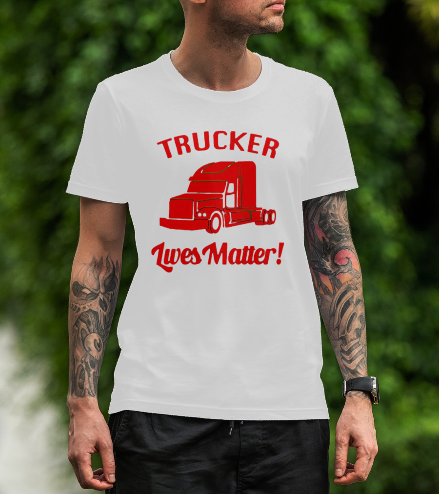 Trucker Lives Matter Bold Red Semi-Truck T-Shirt