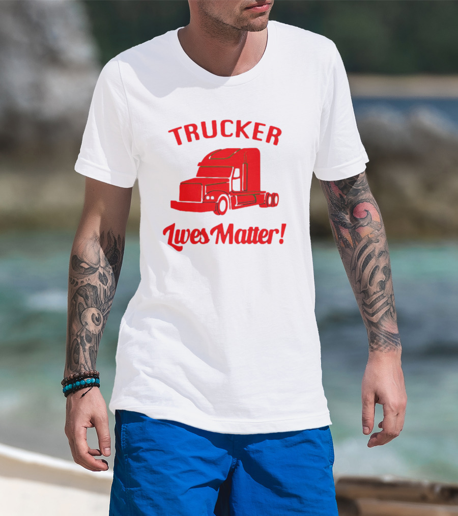 Trucker Lives Matter Bold Red Semi-Truck T-Shirt
