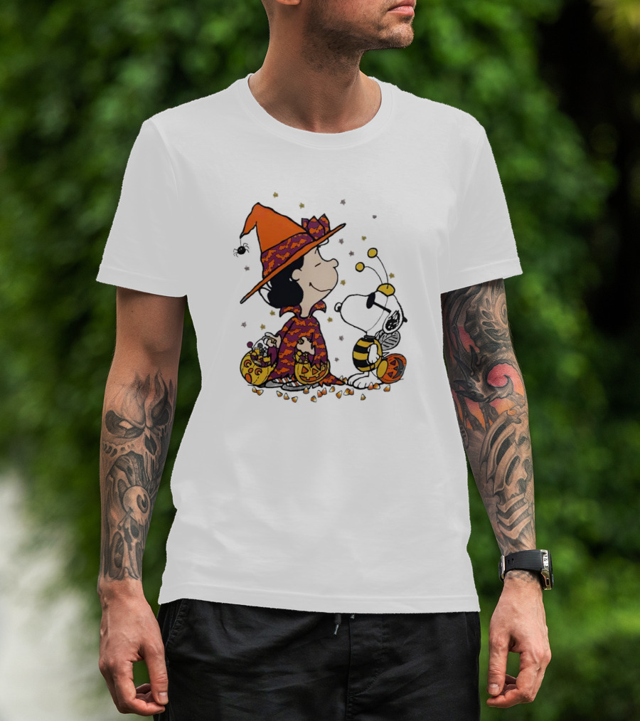 Snoopy Halloween Witch And Bee Pumpkins T-Shirt