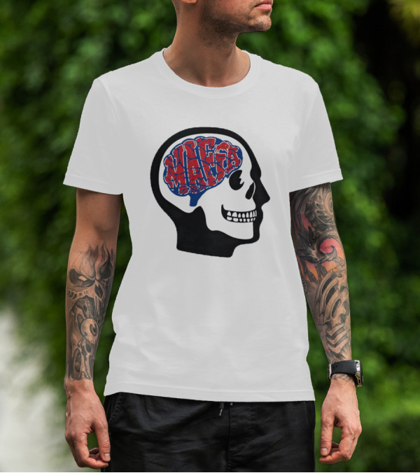 Mafia Bills Skull Brain Typography T-Shirt