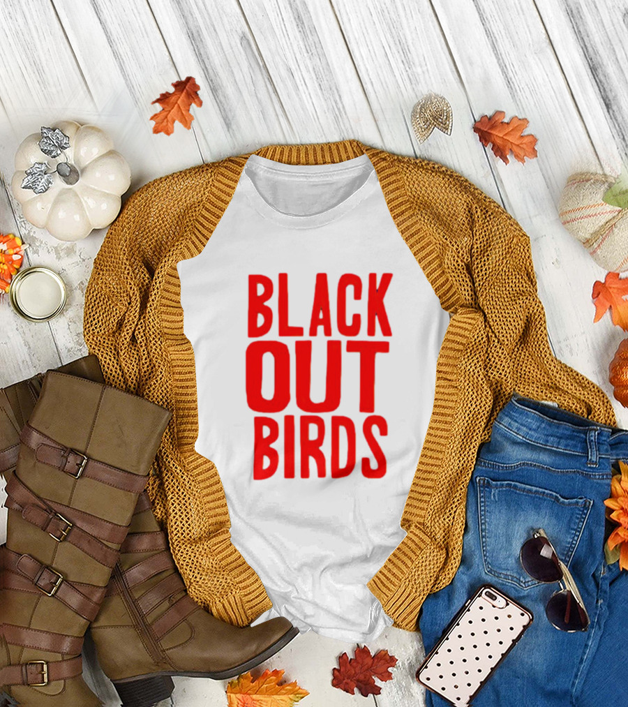 Louisville Black Out Birds Bold Red Text T-Shirt