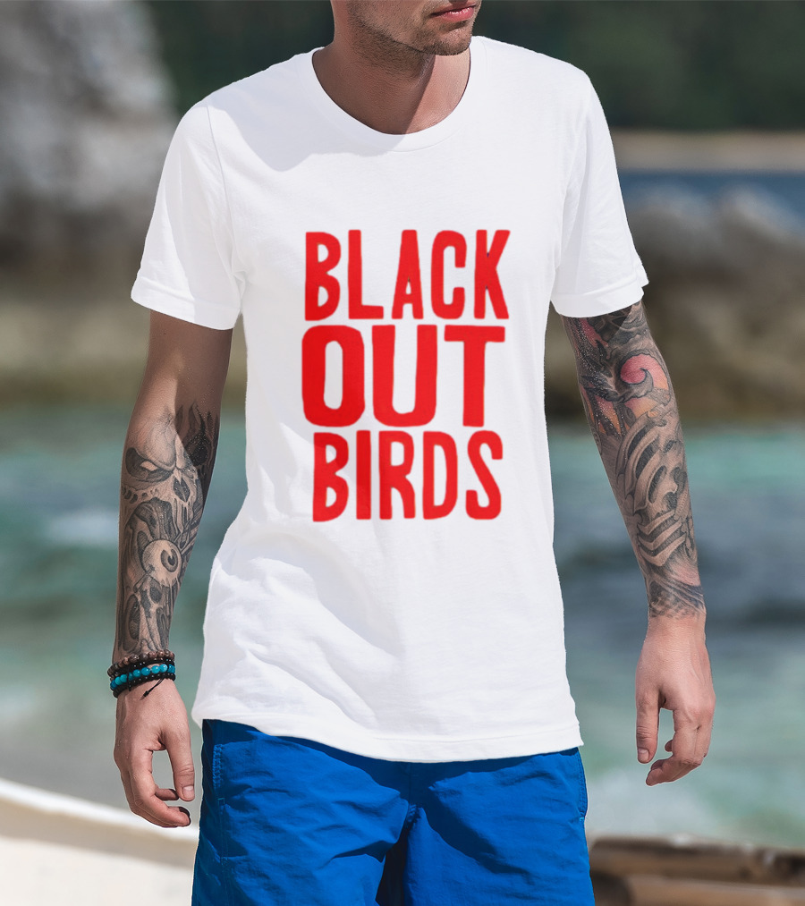 Louisville Black Out Birds Bold Red Text T-Shirt