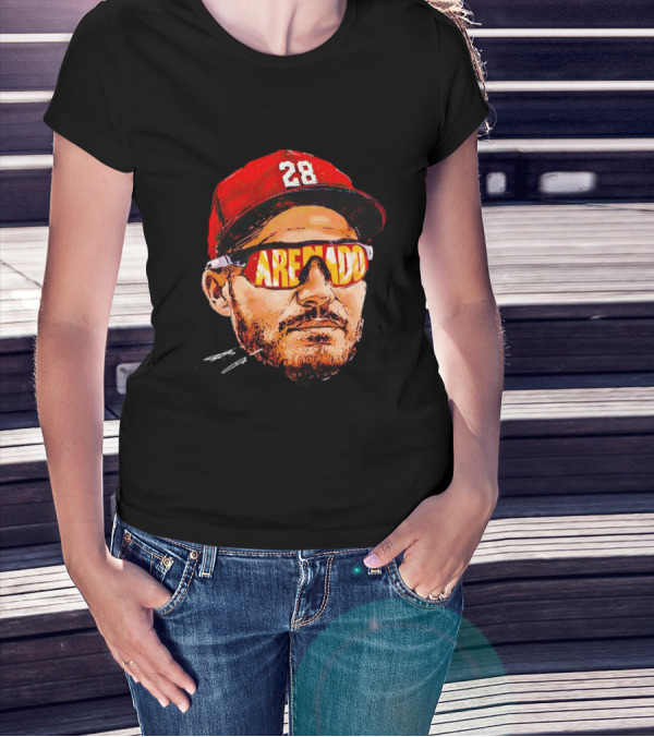 Nolan Arenado St. Louis Cardinals Number 28 Sunglasses Signature T-Shirt