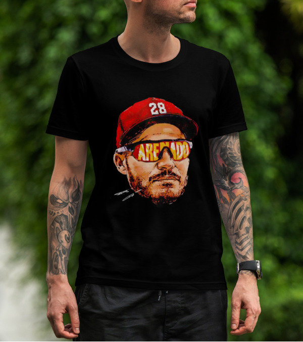 Nolan Arenado St. Louis Cardinals Number 28 Sunglasses Signature T-Shirt