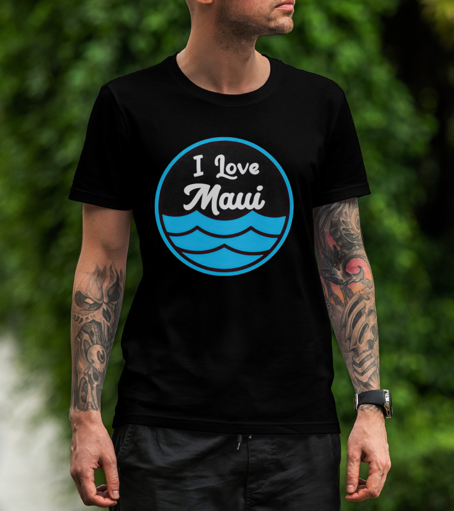 I Love Maui Waves Circular T-Shirt